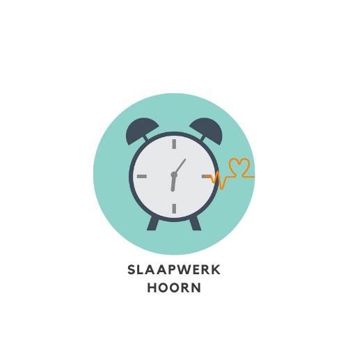 Logo van Slaapwerk Hoorn met een wekker